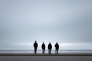 Silhouette of 4 male friends facing, a Person Photo by MistyDay