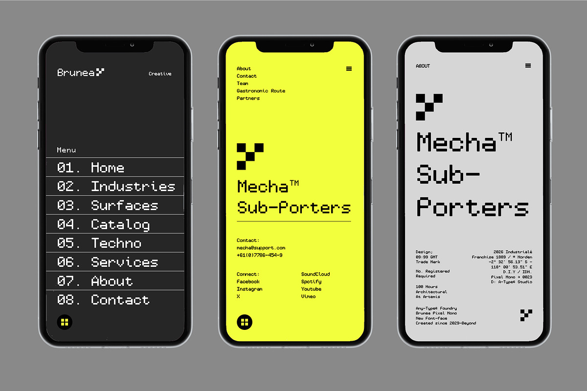 Brunea – Pixel Monospaced Font, a Sans Serif Font by Any-Type® Foundry (Photo 5 of 9)
