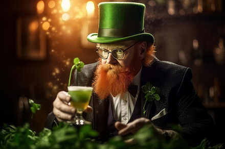 st patrick's day elf drinking beer., a Person Photo by Pictures for you!!!!!!!!!