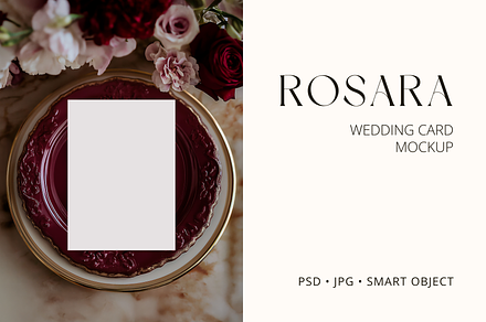 Floral Wedding Menu & Card Mockup