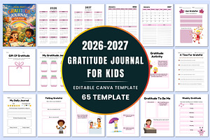 2026–2027 Gratitude Journal for Kids, a Stationery Template by Shumaya