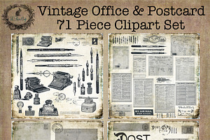 Vintage Office & Postcard Clipart