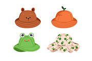 Kids summer panamas, beach hats set, an Object Illustration by Good Studio (Thumbnail 2 of 6)