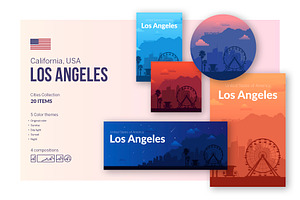 Los Angeles City Posters Set.