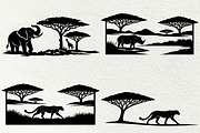 Safari Scenes Silhouette Graphics, an Animal Illustration by DENIDigitalArtSudio (Thumbnail 3 of 5)