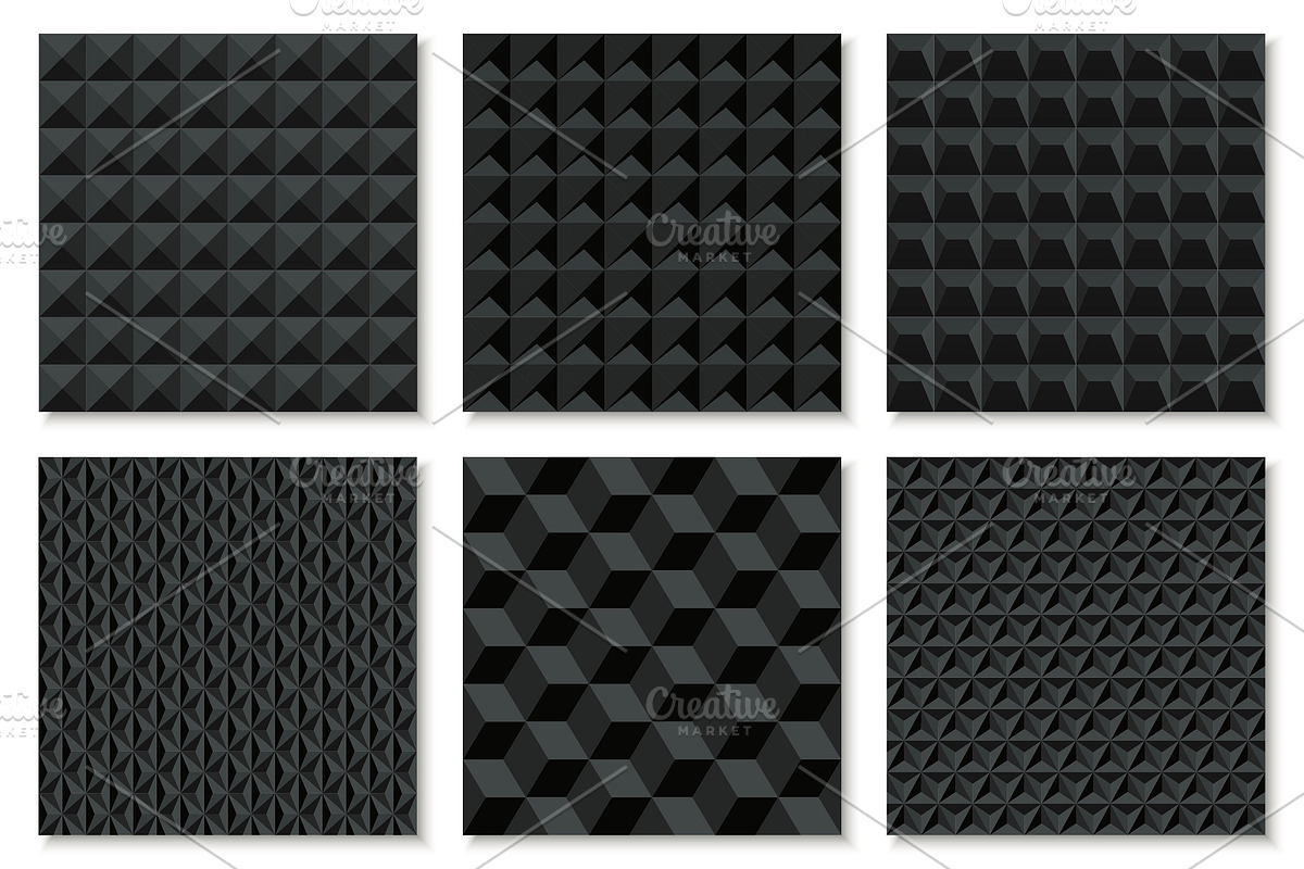 Black seamless geometric 3d textures, a Pattern Graphic by ExpressShop (Photo 1 of 5)