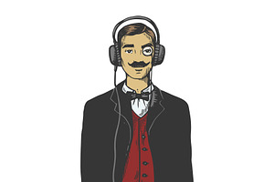 Gentleman With Headphones Vector