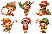 Whimsical Christmas Elf Clipart, an Illustration by Craft Nest (Thumbnail 9 of 11)