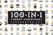 Merry Christmas typography. 100 in 1, a Graphic by pa3x (Thumbnail 1 of 5)