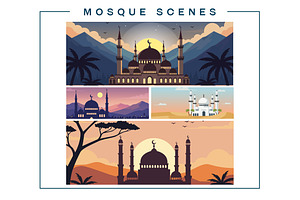 12 Desert Mosque Illustration Bundle, an Illustration by jongcreative