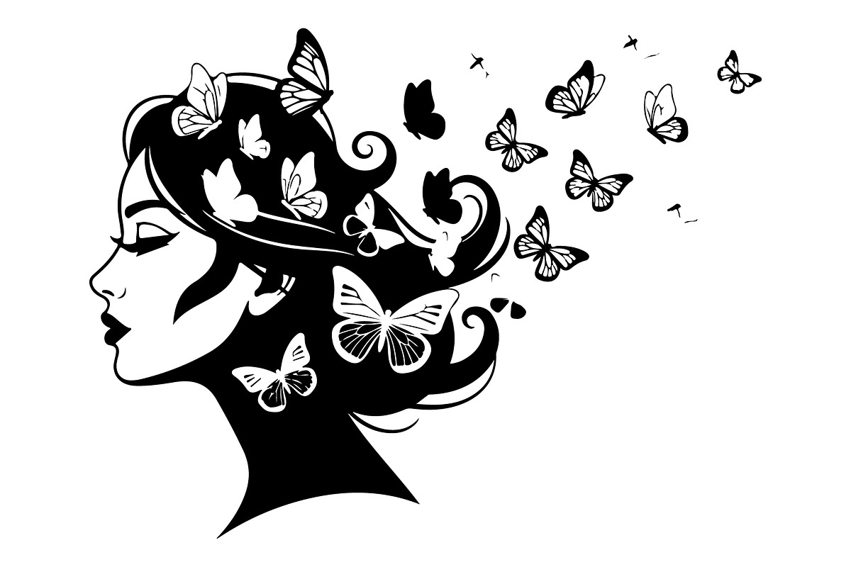 Woman Butterfly Hair Silhouette, an Object Illustration by yasushie (Photo 15 of 31)