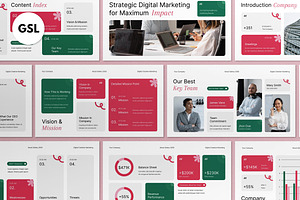 Green Digital Marketing Google Slide, a Presentation Template by graphicook
