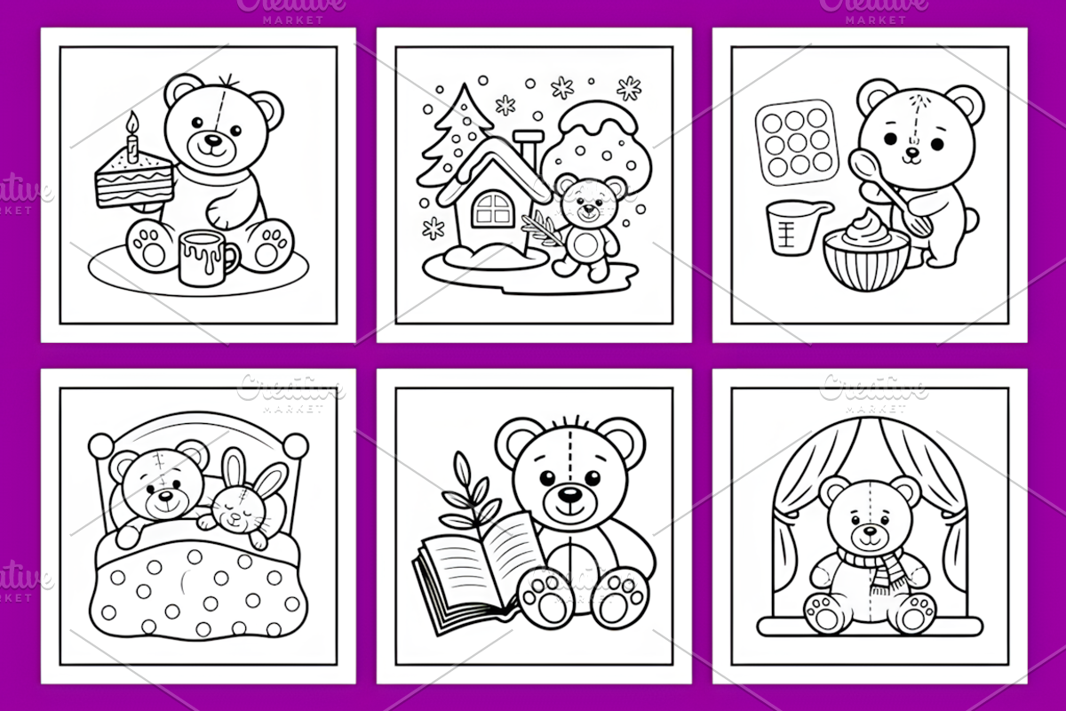 Cozy Routine Kawaii Bear Coloring, a Decorative Illustration by Coco Bloom (Photo 3 of 5)