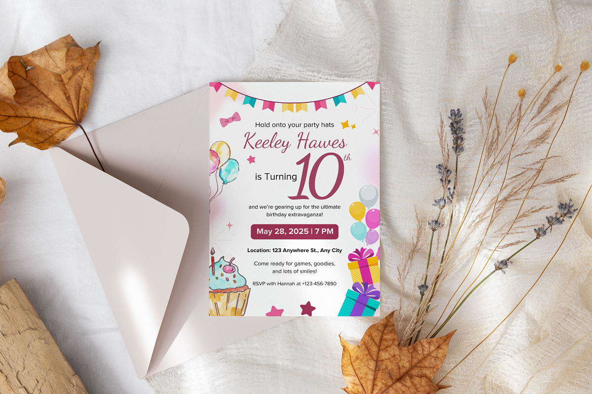 10th Birthday Invitation Canva Temp, an Invitation Template by Snapybiz (Photo 9 of 10)