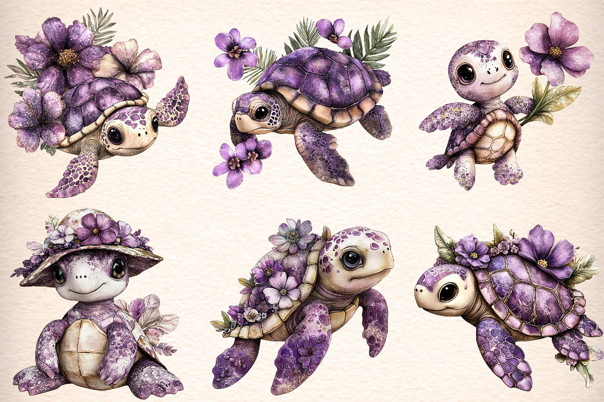 summer sea turtle clipart, an Illustration by GatewayDesign (Photo 2 of 9)