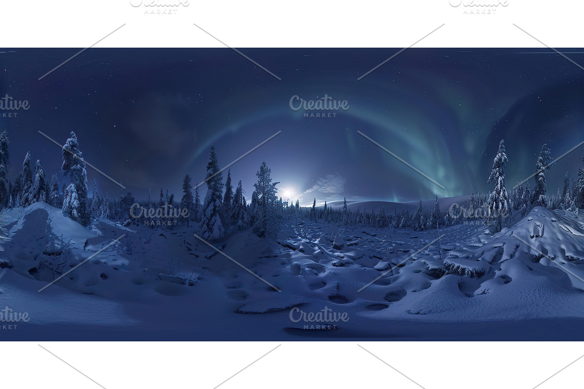 North winter with stars and Aurora, an Illustration by Lukas Jonaitis SHOP