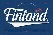 Finland Retro Script Logotype, a Script Font by timelesstype.co (Thumbnail 1 of 20)