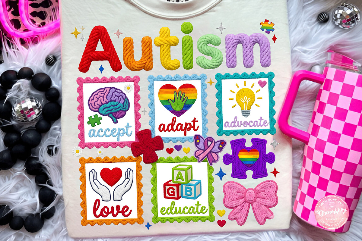 Faux Yarn Autism Awareness Coquette, an Illustration by CreationArt (Photo 1 of 6)
