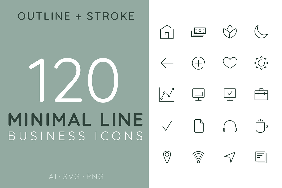 120 Minimal Line Business Icons, an Icon by Marcelina Pulcini Designs (Photo 1 of 2)