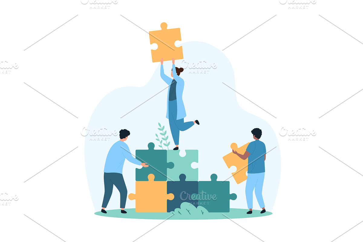 Business startup & puzzle tools, a Person Illustration by Flashvector