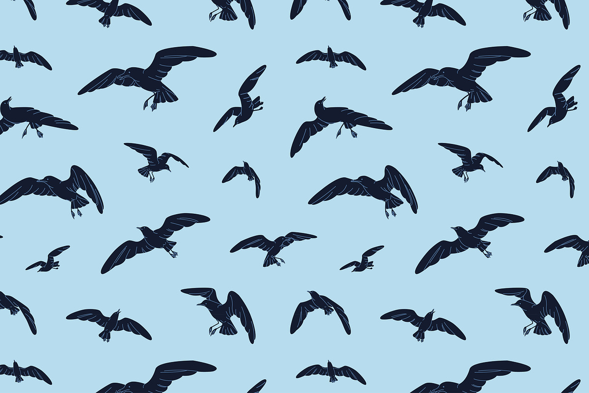 Birds fly in sky, seamless patterns, an Animal Illustration by PaperTrident (Photo 15 of 16)