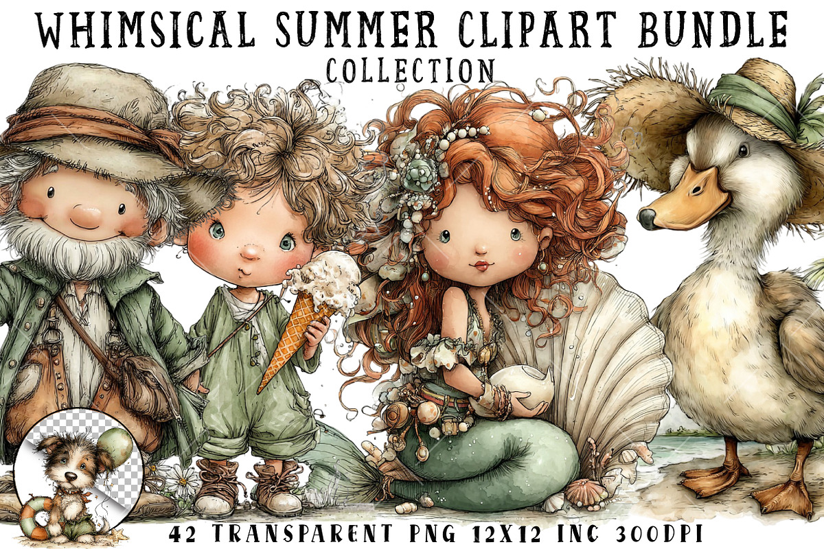 Whimsical Summer Clipart Bundle, an Illustration by OK Design (Photo 1 of 6)