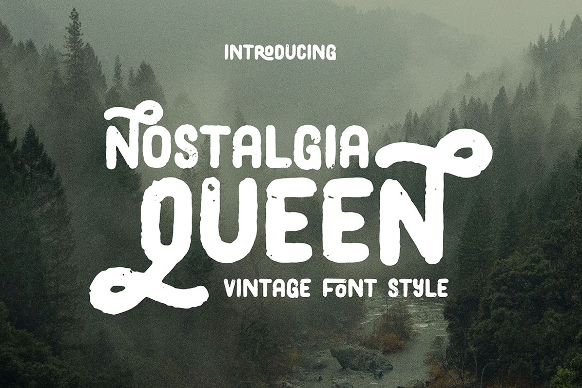 Nostalgia Queen Vintage Font, a Sans Serif Font by Deeezy (Photo 1 of 8)