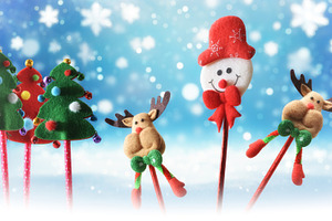 Creative Christmas composition with snowman, reindeer and pines, a Holiday Photo by Davizro's Market