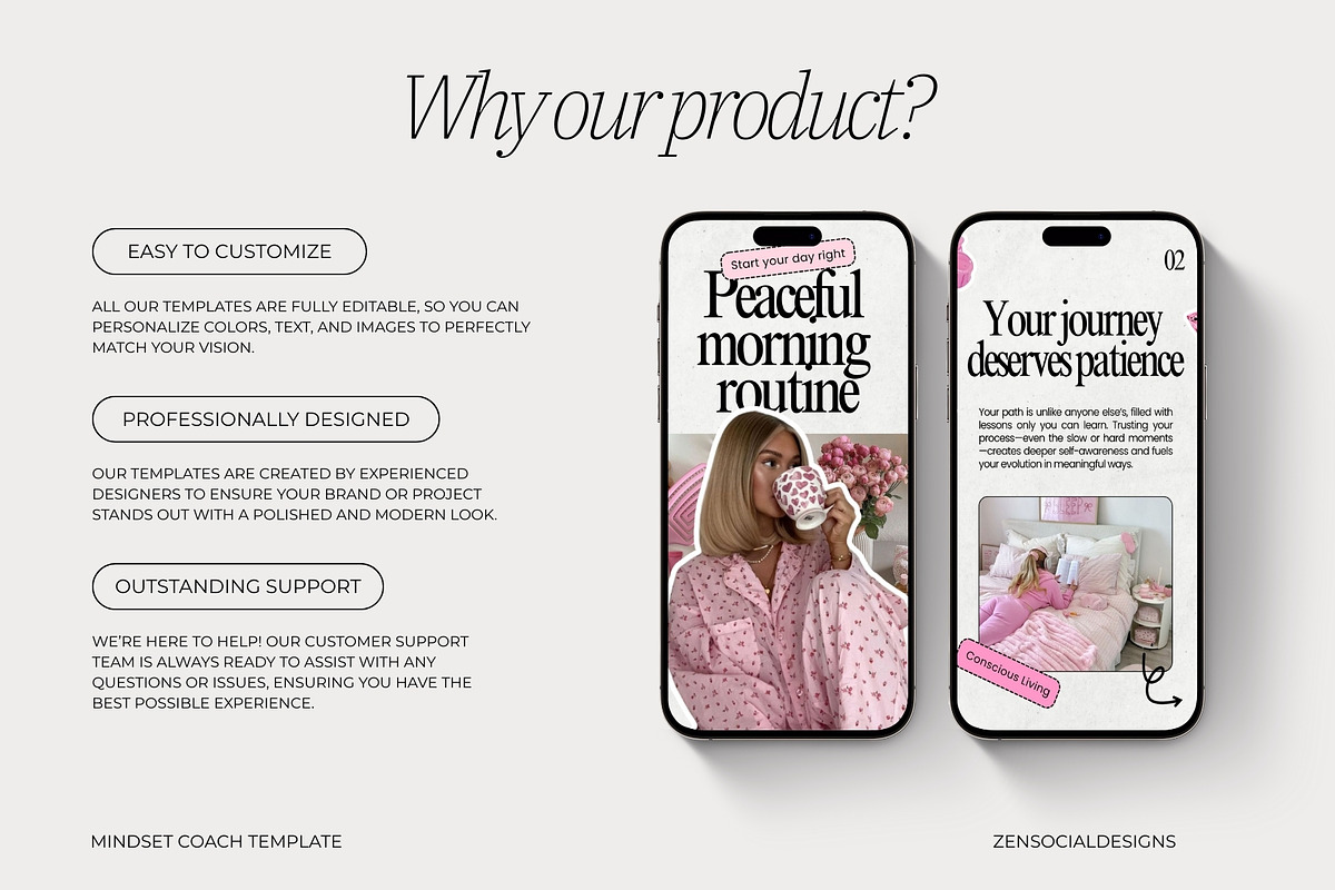 Pink Mindset Coach Instagram Template preview 5