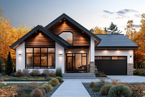 Modern house in autumn landscape, a Photo by Beautiful things