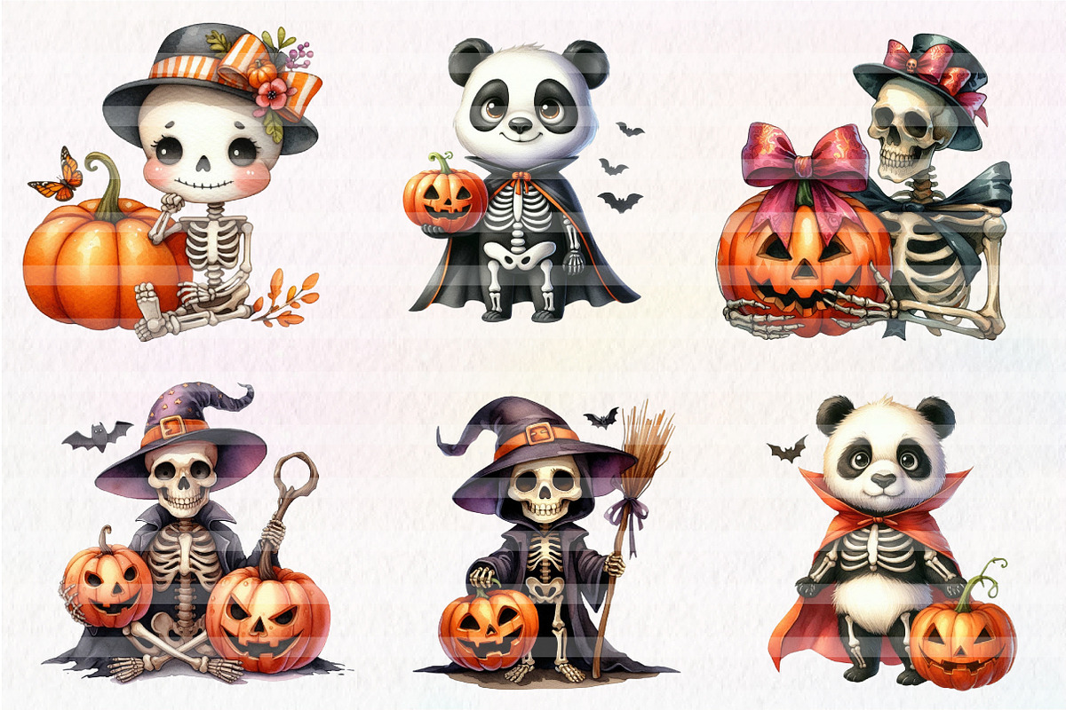 Cute Halloween Skull Clipart, an Illustration by CreationArt (Photo 5 of 5)