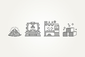 manufacturing process line art icon, an Outline Icon by Blazybone