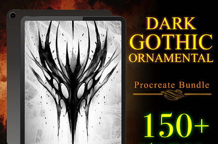 Dark Ornamental tattoo bundle, a Brush Add-On by ProcreateInk
