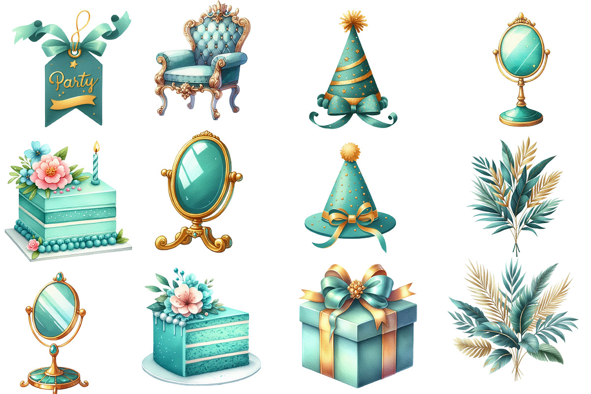 Teal Birthday Sublimation Clipart, an Illustration by Designworld (Photo 3 of 5)