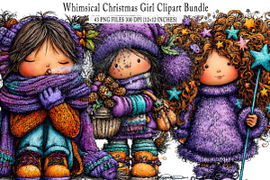Whimsical Christmas Girl Clipart, an Illustration by SinaCreation