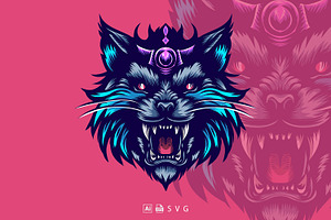 Wild cat vector wearing crown, an Animal Illustration by Stock Shape