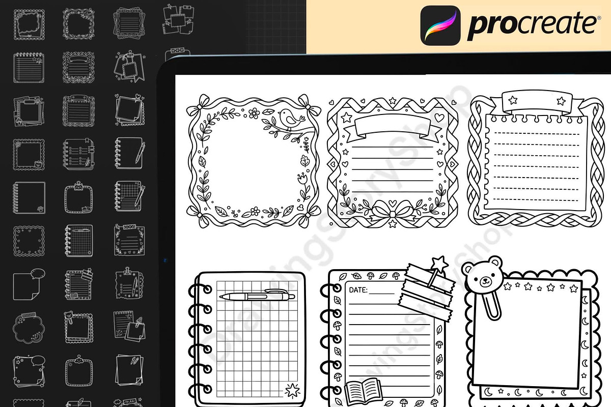 155 Procreate Sticky Notes Stamps, a Brush Add-On by DrawingStoryShop (Photo 3 of 6)