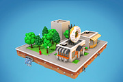 Cartoon City Block Cafe Building, an Architecture 3D Model by Low Poly Lab (Thumbnail 3 of 7)