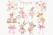 Cute Pink Bunny Clipart, an Animal Illustration by ClipArtCharm (Thumbnail 2 of 7)