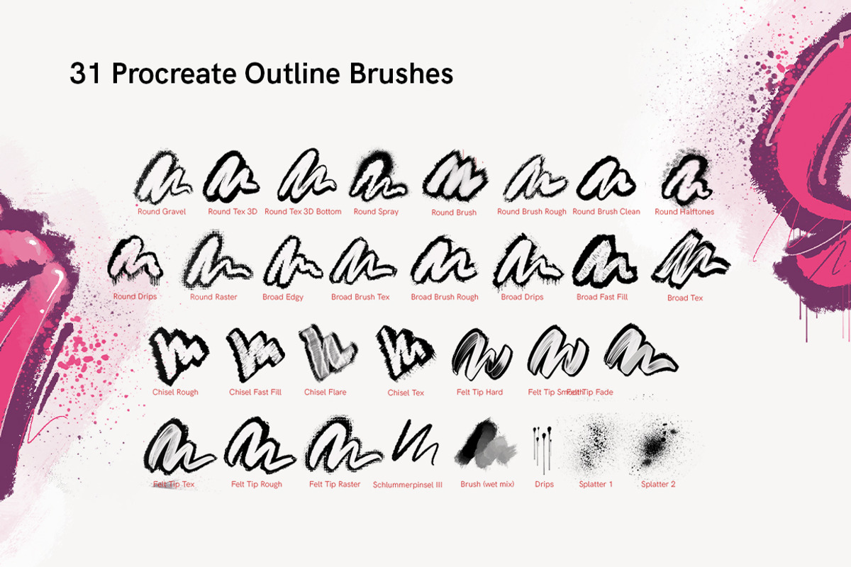 Dirty Outlines - Procreate Brushes, a Brush Add-On by Snooze one (Photo 2 of 8)