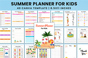 Summer Planner For Kids Canva KDP, a Stationery Template by Shumaya