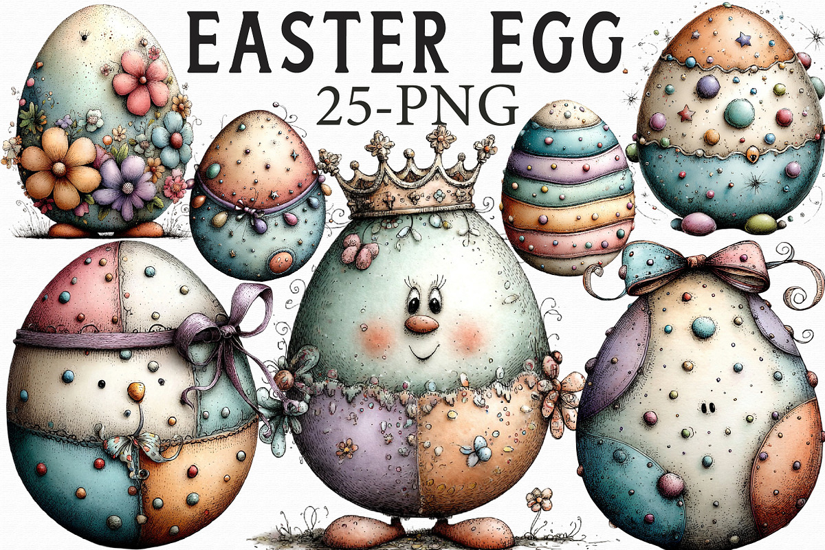 Whimsical Easter Egg Clipart, an Illustration by Libby Wishes (Photo 1 of 5)