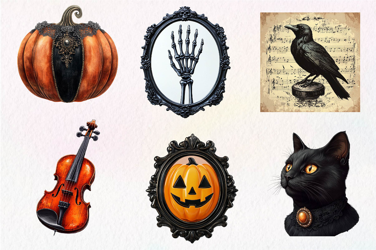 Victorian Halloween Clipart PNG, an Illustration by Dream Creation (Photo 2 of 7)