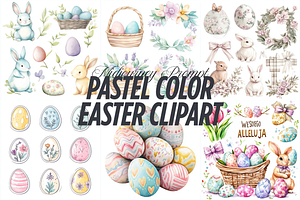 Prompt Pastel Color Easter Clipart, a Seasonal Illustration by Creative design