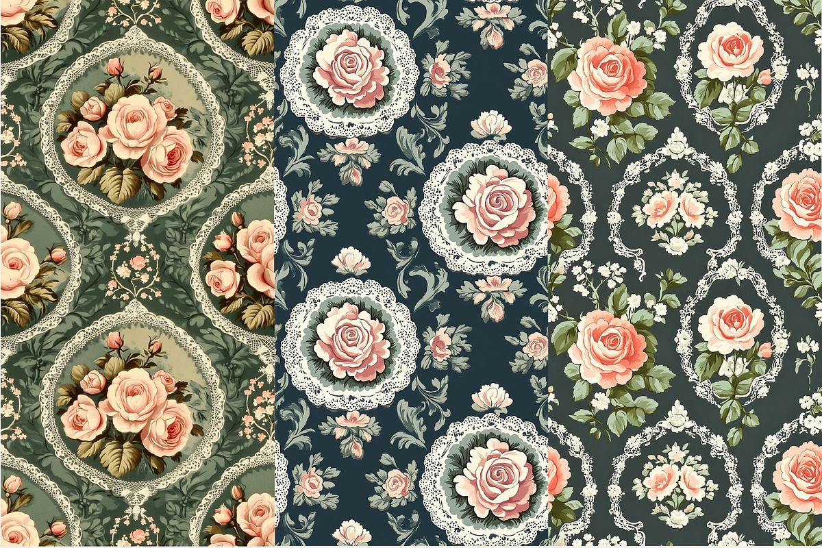 12 Antique Romance Seamless Patterns, a Pattern Graphic by Inknfolly (Photo 4 of 7)