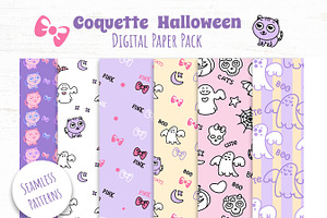 Coquette Halloween Seamless Patterns