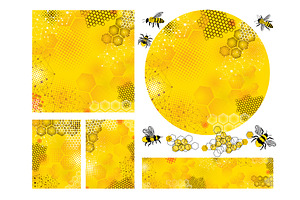 Set of yellow honeycomb backgrounds, a Food Illustration by Nenahliadava Design