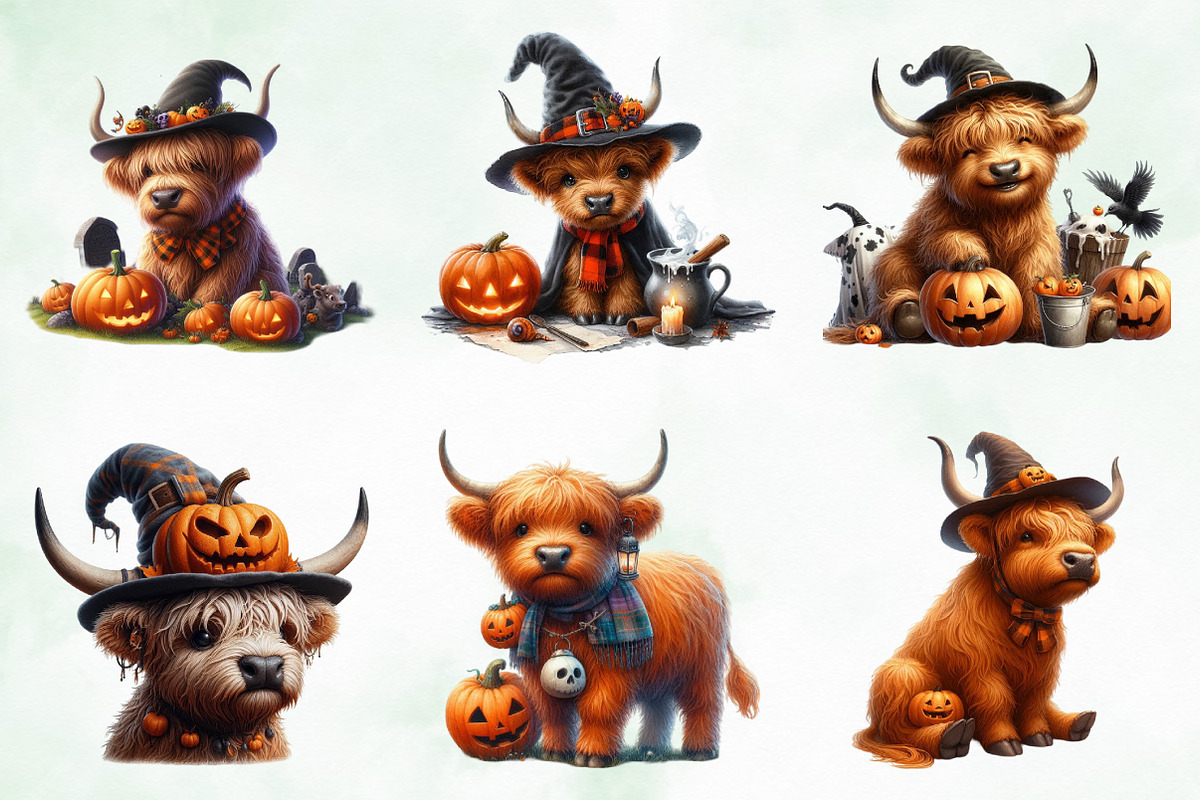 Halloween Highland Cow Sublimation, an Illustration by Creative Art (Photo 3 of 4)