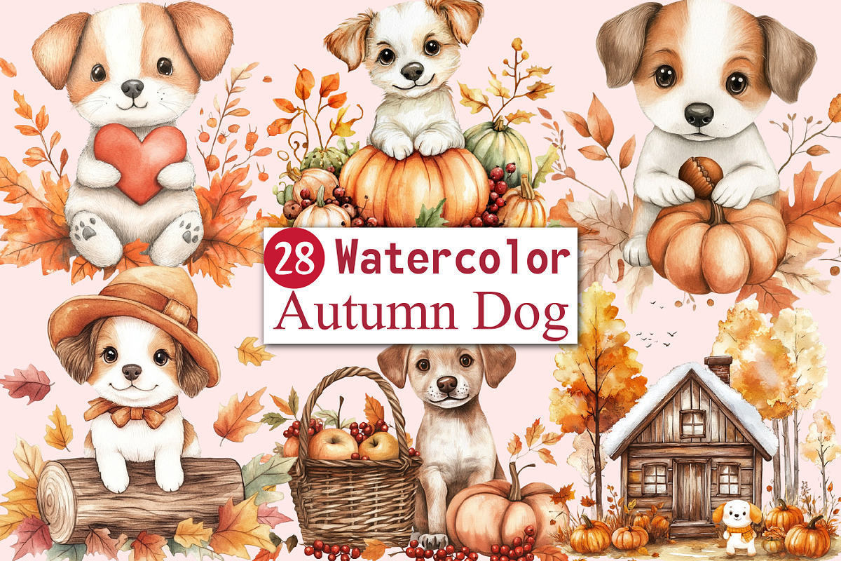 Cute Autumn Dog Sublimation Clipart, an Illustration by CitraGraphics (Photo 1 of 7)