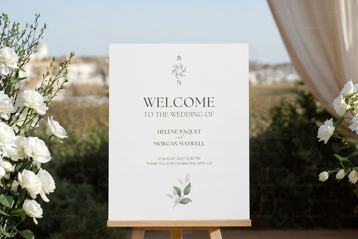 Elegant Coastal Wedding Welcome Sign, a Product Mockup by MockupWizard (Photo 5 of 5)